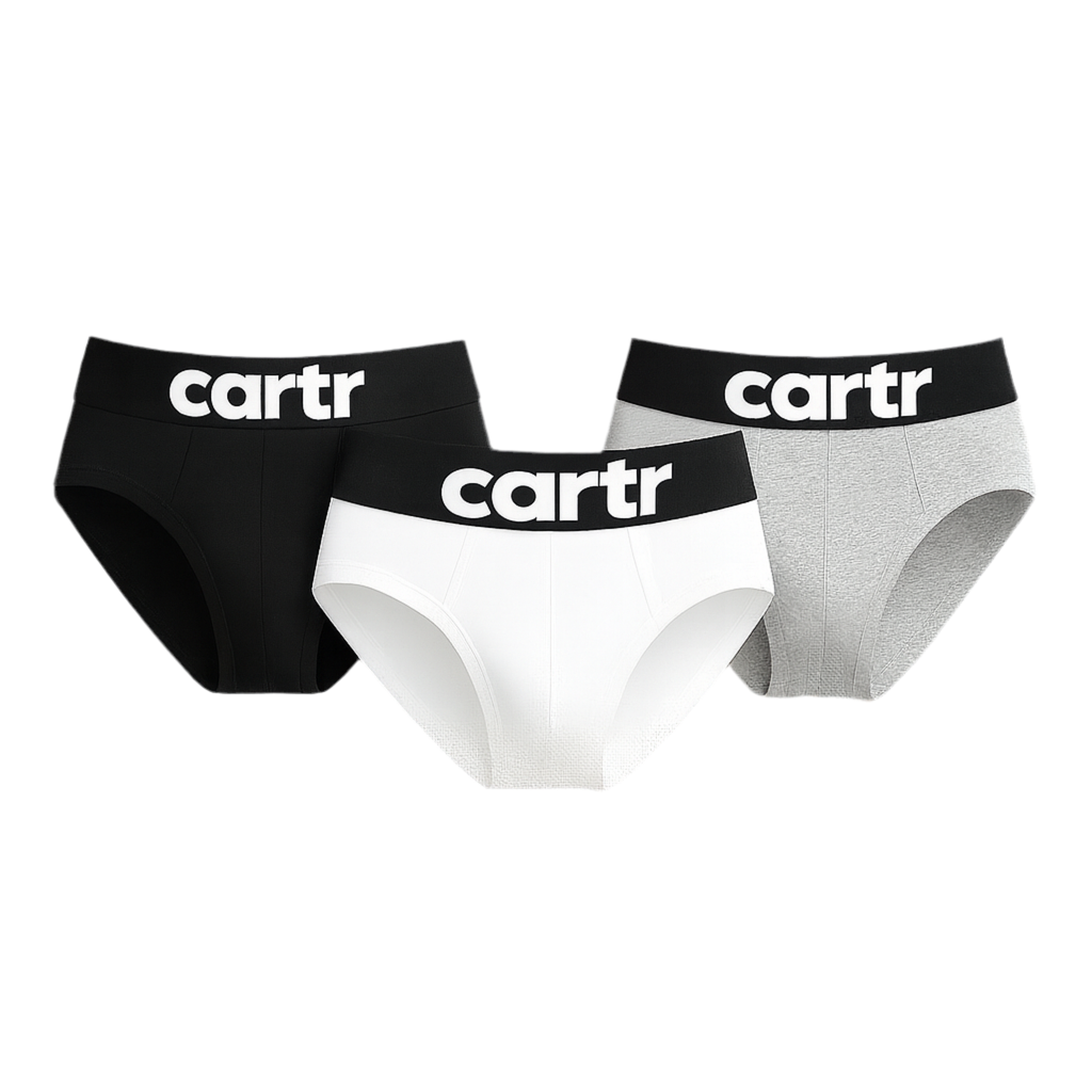 Classic Cartr Brief 3 Pack - Black, Grey/Black, White/Black