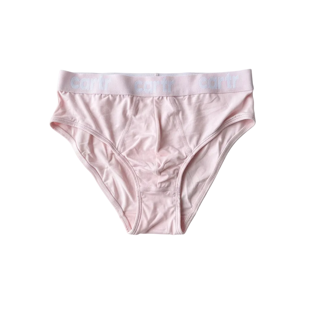 Professional flat lay of light pink underwear